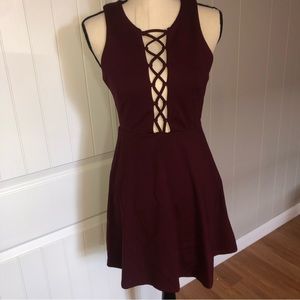 Maroon lace up dress